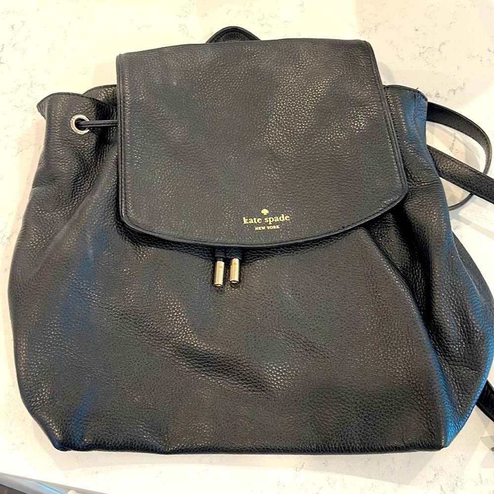 Kate Spade Medium Flap Backpack Black Leather